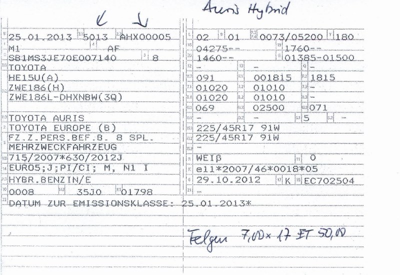 Winterreifen toyota auris hybrid 2013