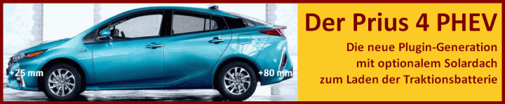 Aktuelle Informationen und anregende Diskussionen zum Prius 4 Plugin. Hier klicken, um direkt in unsere P4 PHEV-Rubrik zu springen.